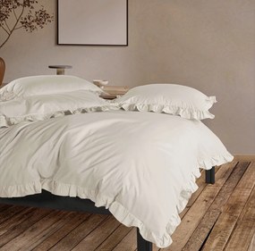 Pamut ágyneműhuzat fodros krémszínű 200x140cm+90x70cm TiaHome