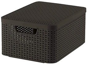Sötétbarna fedeles műanyag tárolódoboz 29x39x19 cm Style – Curver