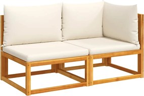 vidaXL kétszemélyes akácfa és kötél kerti kanapé párnákkal