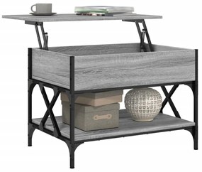 vidaXL szürke sonoma szerelt fa és fém dohányzóasztal 70 x 50 x 50 cm