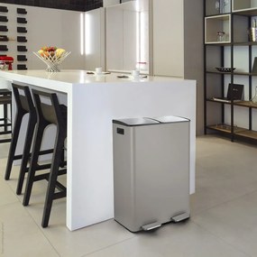 Szürkésbarna acél szelektív pedálos szemetes 2x30 l Aliya – Spirella