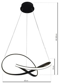 LED Csillár zsinóron CAPPIO LED/36W/230V fekete