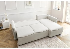 Krémszínű kinyitható sarokkanapé (jobb oldali) Leon – Bobochic Paris