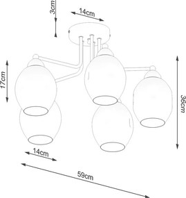 Fekete mennyezeti lámpa üveg búrával 59x59 cm Garten – Sollux