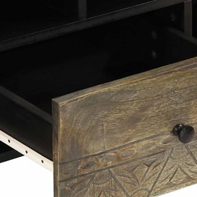 fekete tömör mangófa TV-szekrény 100 x 33 x 46 cm