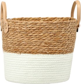 Sötét fonott kosár tengerifűből 26 x 23 x 22/27 cm