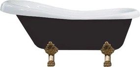 Luxury Retro szabadon álló fürdökád akril  150 x 73 cm, fehér/fekete, láb arany  - 53251507375-50 Térben álló kád