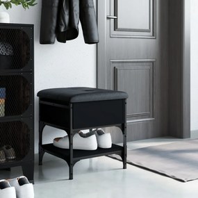 fekete szerelt fa cipőtároló pad 42 x 42 x 45 cm