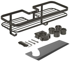 Matt fekete öntapadós acél fürdőszobai polc Lava – Metaltex
