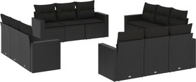 vidaXL 12 részes fekete polyrattan kerti ülőgarnitúra párnákkal