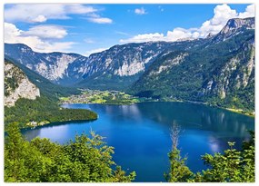 Kép - Hallstatt tó, Hallstatt, Austria (üvegen) (70x50 cm)