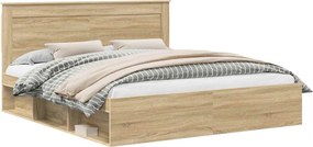 vidaXL Ágykeret fejtámlával Sonoma 200 x 200 cm Tömör fenyőfa