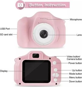 Dětský digitální fotoaparát se silikonovým obalem v podobě kočičky - rózsaszín