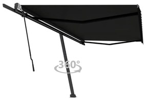 antracitszürke kézzel kihúzható póznás napellenző 500 x 300 cm