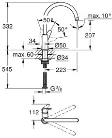 GROHE 31554001 - START CURVE mosogató csaptelep, fényes króm