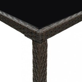 barna polyrattan és üveg kerti bárasztal 130 x 60 x 110 cm