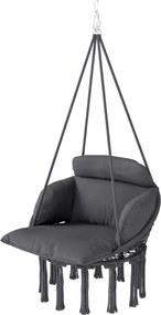 Outsunny rojtos függőszék nagyméretű párnával, felfüggesztőkészlettel, acél váz, sűrű szövés, sötétszürke | Aosom