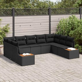 vidaXL Kerti Kanapé Szett párnával tárolóval 5 pcs Fekete Polyrattan