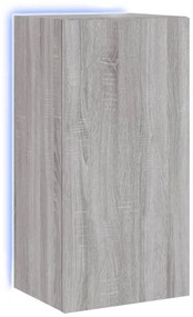 szürke sonoma színű fali TV-szekrény LED-ekkel 40,5x35x80 cm