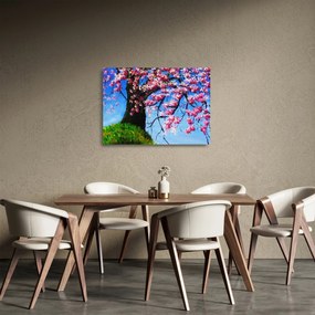 Kép festett cseresznyevirágok (üvegen) (70x50 cm)