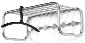 Ezüstszínű fém fali fogas polccal Retro – Spinder Design