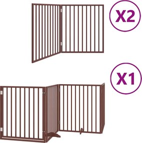 vidaXL barna nyárfa 8 paneles összecsukható kutyakapu ajtóval 640 cm