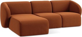 Terrakotta színű bársony sarokkanapé (bal oldali-heverő résszel) Lani – Makamii