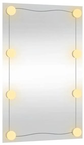 téglalap alakú üveg falitükör LED fényekkel 40 x 60 cm