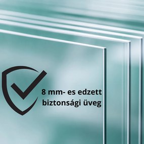 Stuxi Milano Walk-in zuhanyfal 8 mm vastag vízlepergető biztonsági üveggel, 200 cm magas, króm profillal és távtartóval