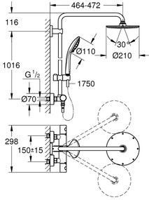 GROHE 27964000 - EUPHORIA 210 mm zuhanyrendszer, fényes króm