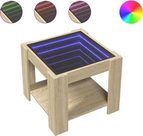 vidaXL sonoma tölgy szerelt fa dohányzóasztal LED-del 53 x 53 x 45 cm