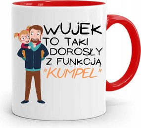 Piros Bögre Ajándék Nagybácsinak Barát Funkcióval, fényképes nyomtatással