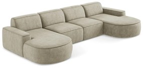 Bézs zsenília sarokkanapé (U alakú) Omao – Makamii