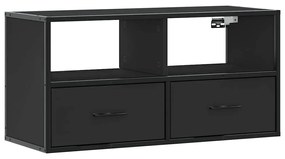fekete szerelt fa és fém TV-szekrény 80x31x39,5 cm