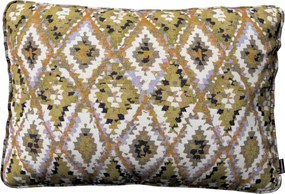 Párnahuzat 60x40 krémszínű azték mintás, olívazöld alapon