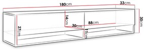 TV asztal/szekrény Aldesia 180 (fehér + fényes fehér)  (RGB LED világítás színes). 1053718