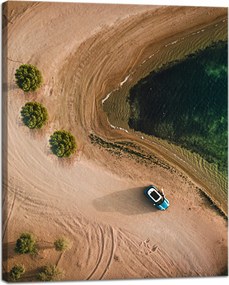 Vászonkép Autó Homok Fák Víz Nyár 40x50