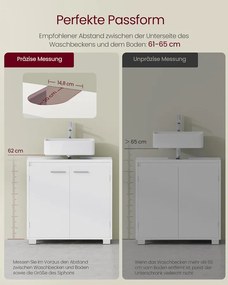 VASAGLE mosdó alatti szekrény, fürdőszobaszekrény 30×60×60 cm, felhőfehér