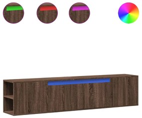 barna tölgy színű fali TV-szekrény LED-del 180 x 31 x 39,5 cm