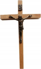 Fa akasztós kereszt világos 12cm