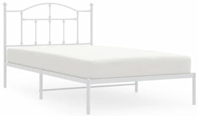 fehér fém ágykeret fejtámlával 107x203 cm