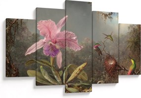 Kép - Martin Johnson Heade, Cattleya Orchid and Three Hummingbirds, reprodukciók (150x105 cm)