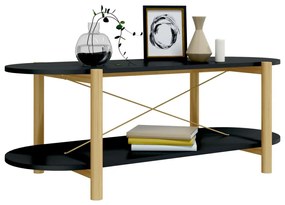 Fekete szerelt fa dohányzóasztal 110x48x40 cm