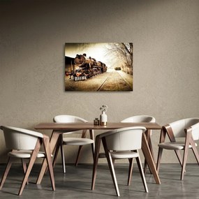 Kép - történelmi mozdony (üvegen) (70x50 cm)