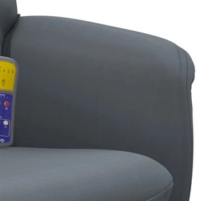sötétszürke bársony dönthető masszázsfotel lábtartóval