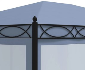antracitszürke acélpavilon szúnyoghálóval 3 x 4 m