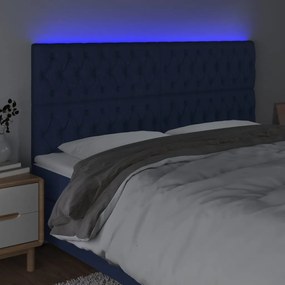 kék szövet LED-es fejtámla 180x7x118/128 cm