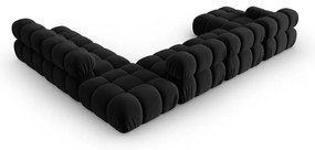 Fekete bársony kanapé 379 cm Bellis – Micadoni Home