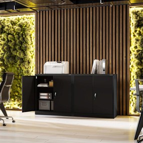 Alacsony fém irattartó szekrény BEATA, 900 x 930 x 400 mm, fekete