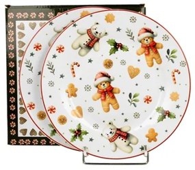 Karácsonyi porcelán desszertes tányér mézeskalács macis Christmas Cuties